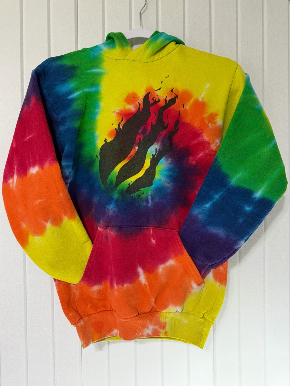 Preston Plays Fire Merch Rainbow Tie Dye Flame Hoodie Sweatshirt